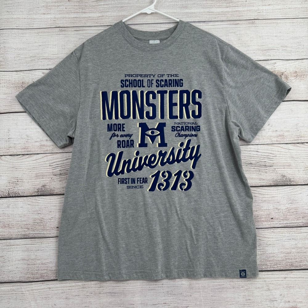 Disney Monsters University T-Shirt Mens XL Gray Short Sleeve Graphic Tee